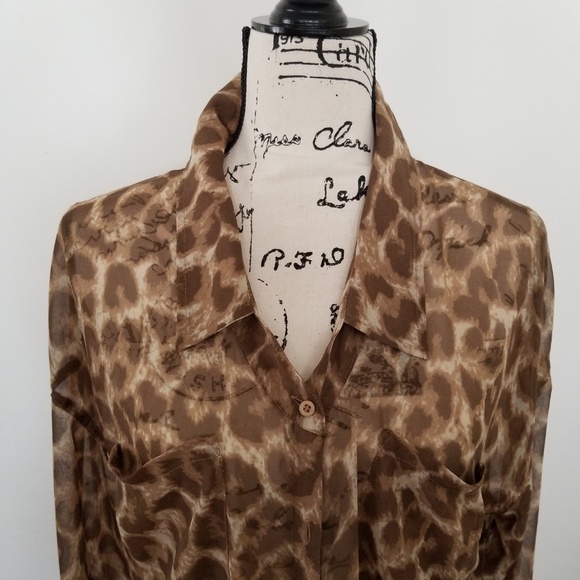 Free People Leopard Print Sheer Blouse - Picture 2 of 8